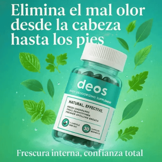 "DEOS" (cápsulas): Suplemento oral que neutraliza olores corporales.