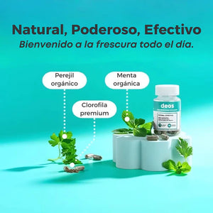 "DEOS" (cápsulas): Suplemento oral que neutraliza olores corporales.